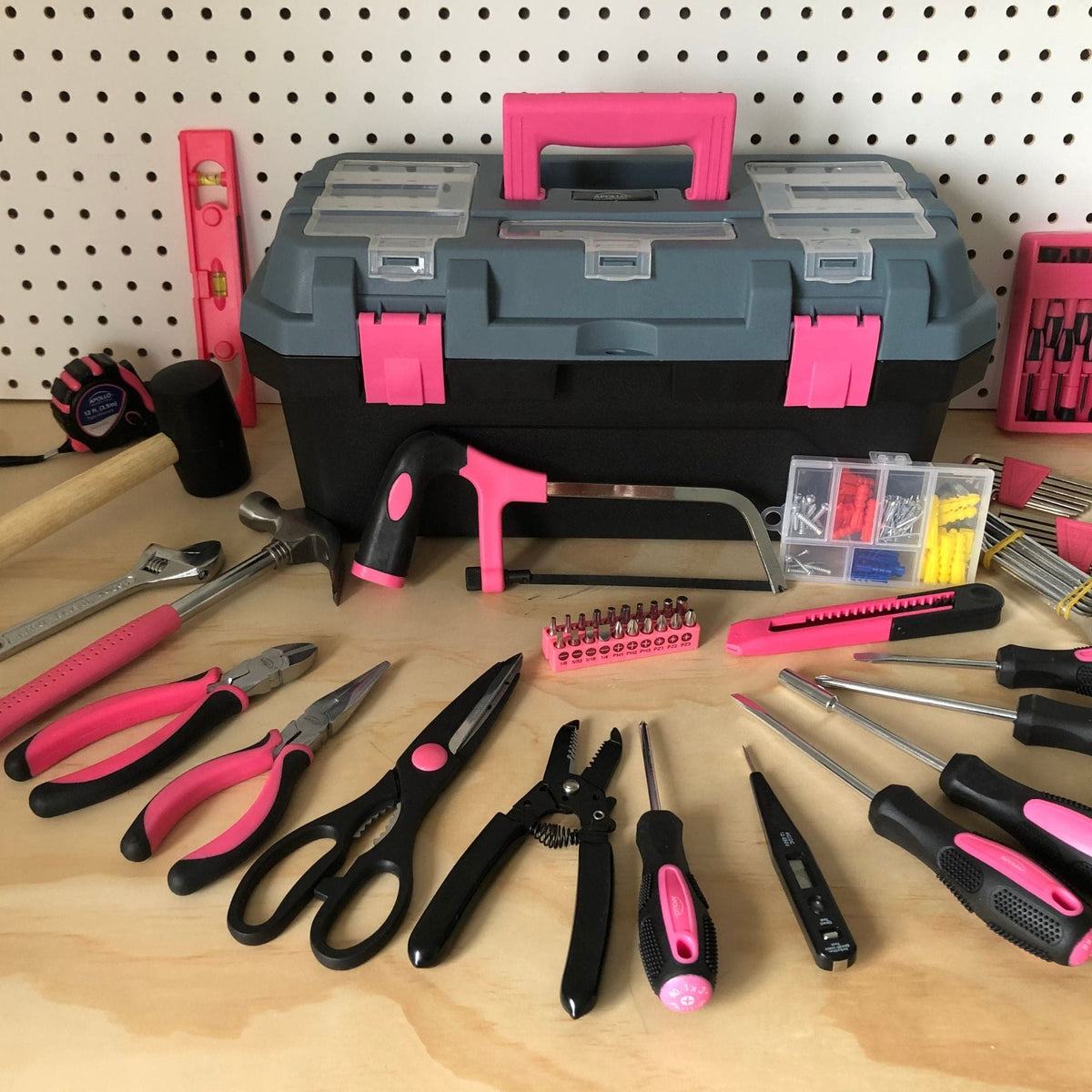 Pink 170 Piece Household Tool Kit with New and Improved Tool Box - DT7103P - Prop and Piston
