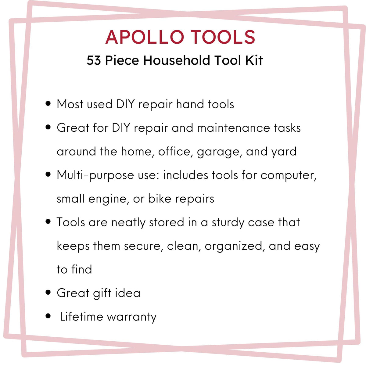 53 Piece Household Tool Kit - DT9408 - Prop and Piston