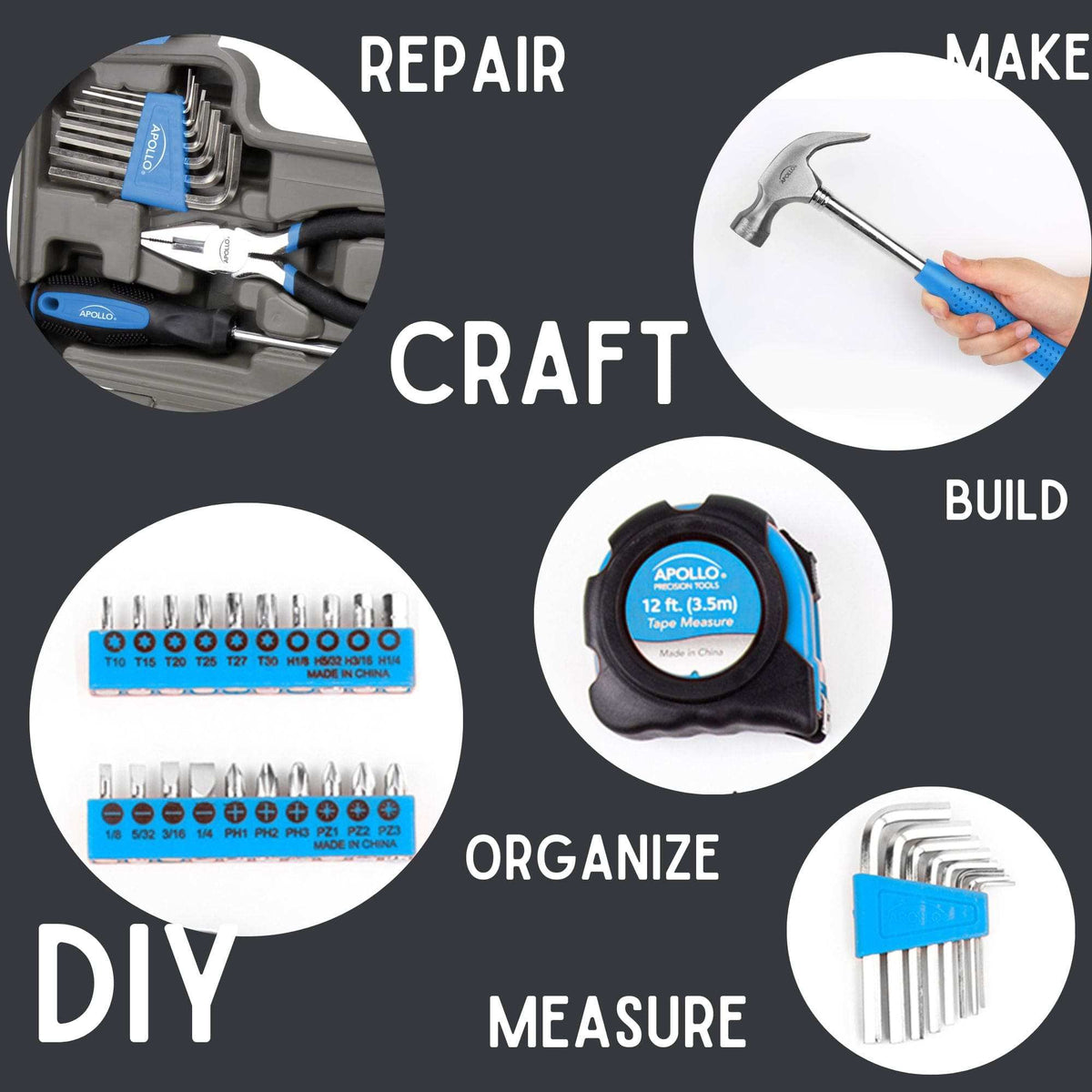 Compact 39-piece General Tool Kit with hammer, pliers, screwdrivers, hex keys, and sturdy storage case for household DIY repairs