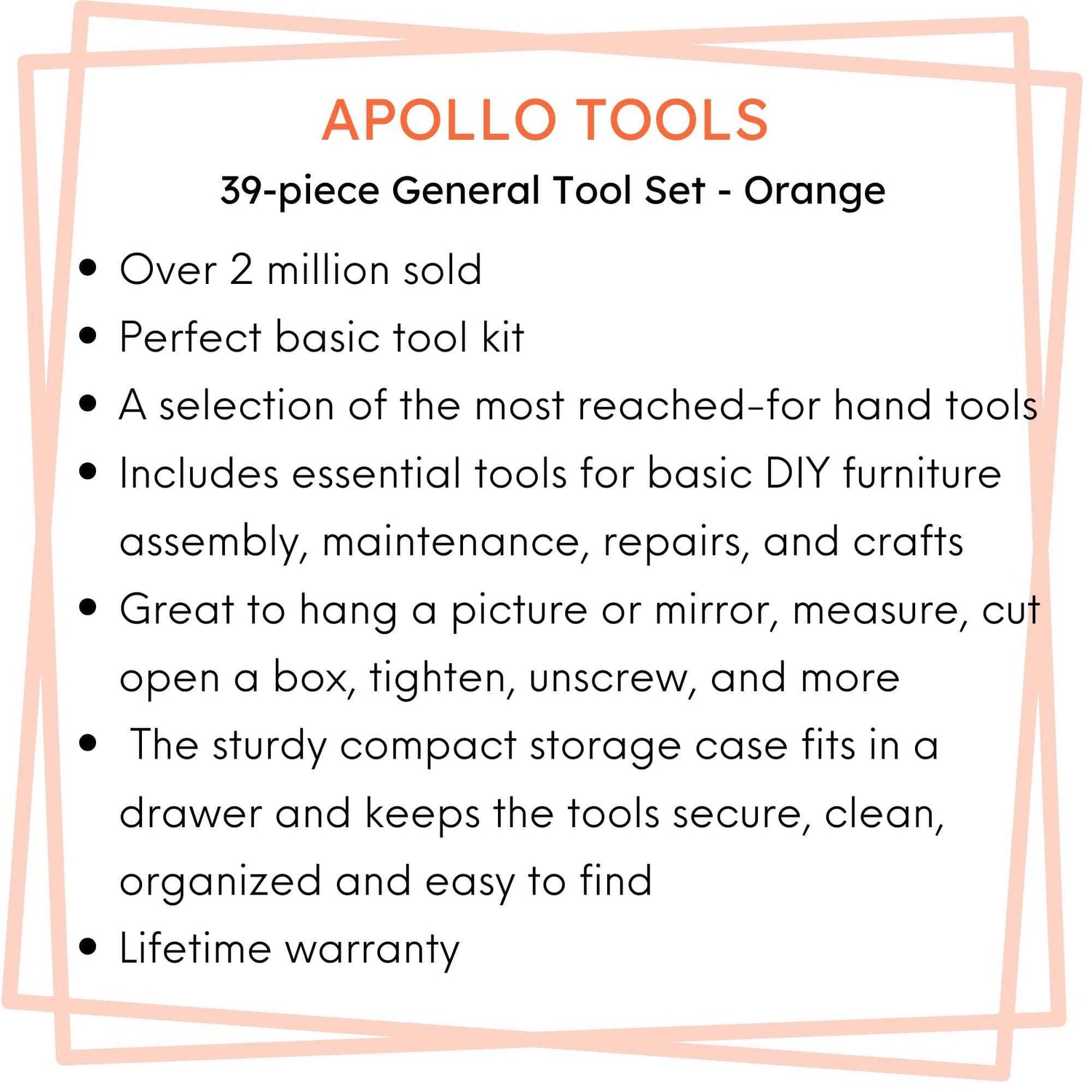 39 Piece General Tool Kit - DT9706OR - Prop and Piston