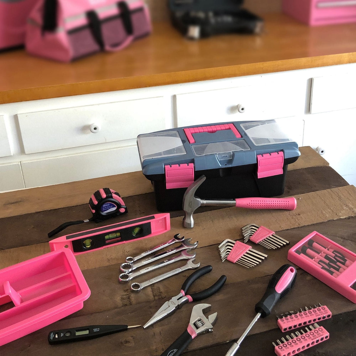53 Piece Household Tool Kit with Tool Box Pink- DT9773P - Prop and Piston