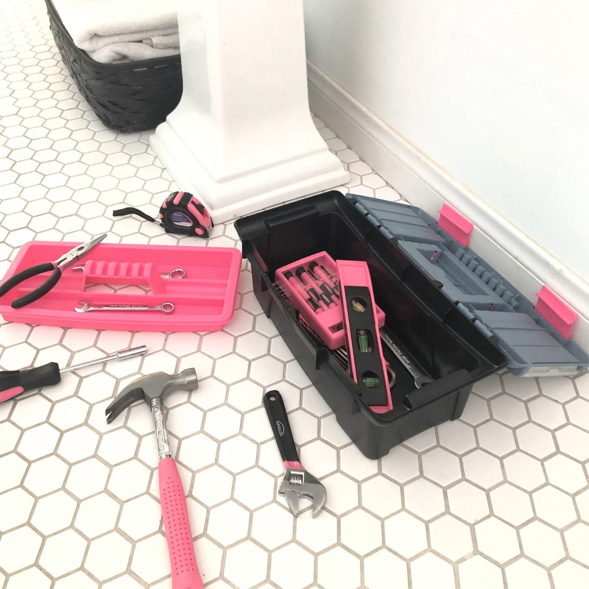 53 Piece Household Tool Kit with Tool Box Pink- DT9773P - Prop and Piston