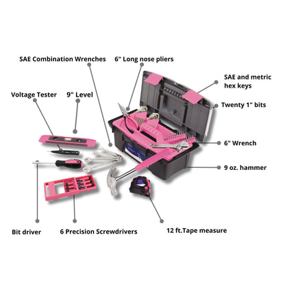 53 Piece Household Tool Kit with Tool Box Pink- DT9773P - Prop and Piston