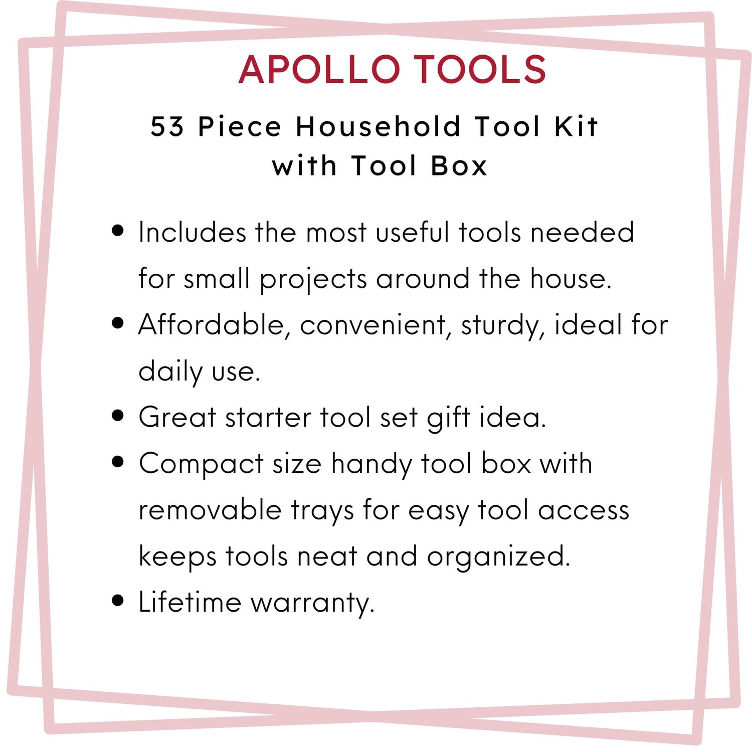 53 Piece Household Tool Kit with Tool Box - DT9773
