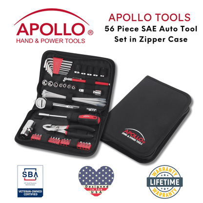 56 Piece SAE Auto Tool Set In Zipper Case - DT9774 - Prop and Piston