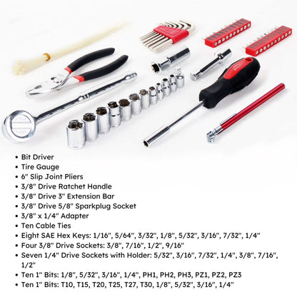 56 Piece SAE Auto Tool Set In Zipper Case - DT9774 - Prop and Piston