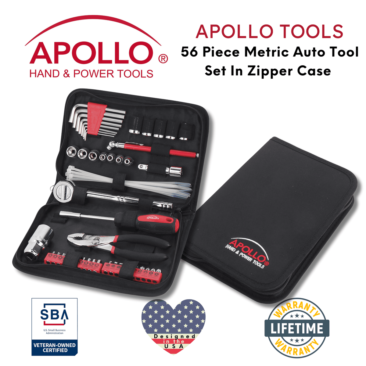 56 Piece Metric Auto Tool Set In Zipper Case - DT9775 - Prop and Piston