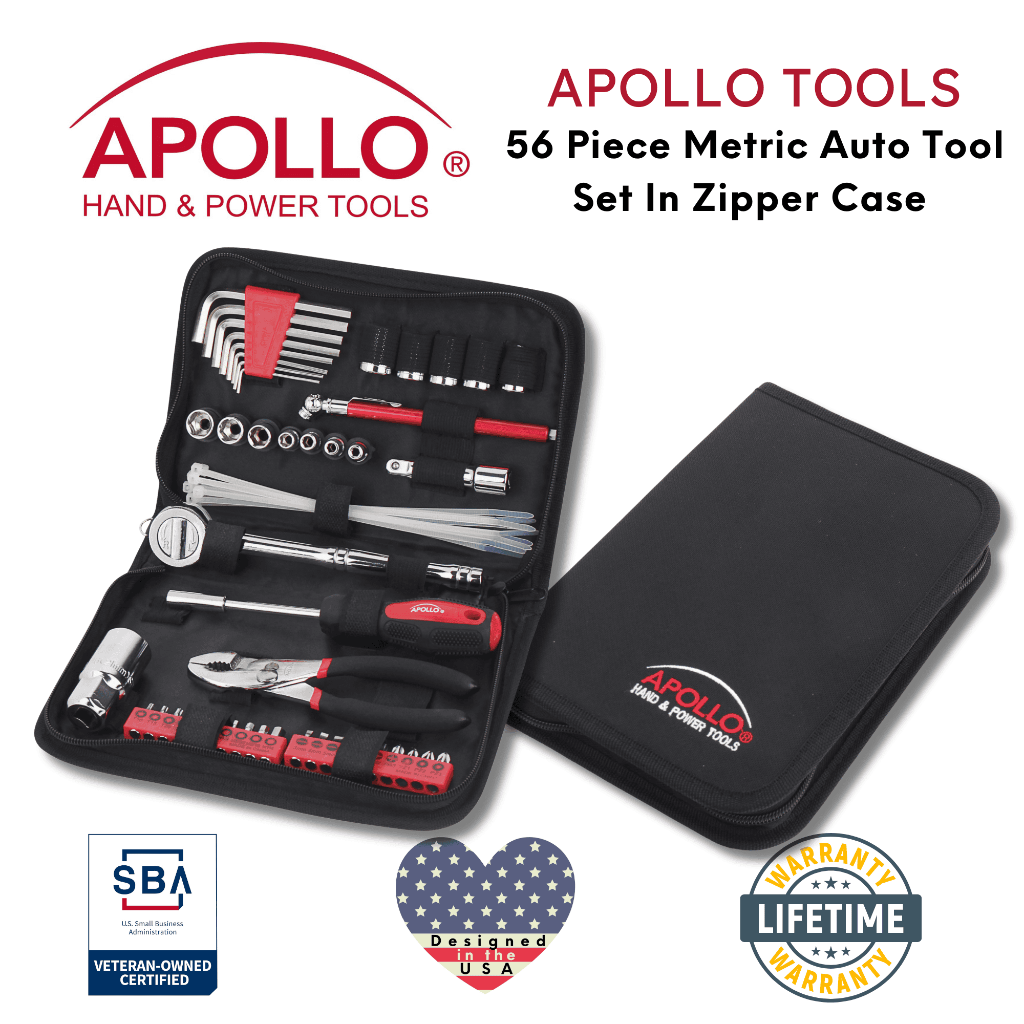 56 Piece Metric Auto Tool Set In Zipper Case - DT9775 - Prop and Piston
