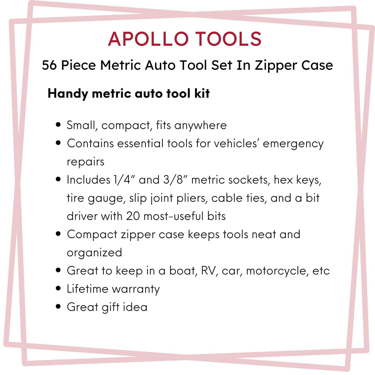 56 Piece Metric Auto Tool Set In Zipper Case - DT9775 - Prop and Piston