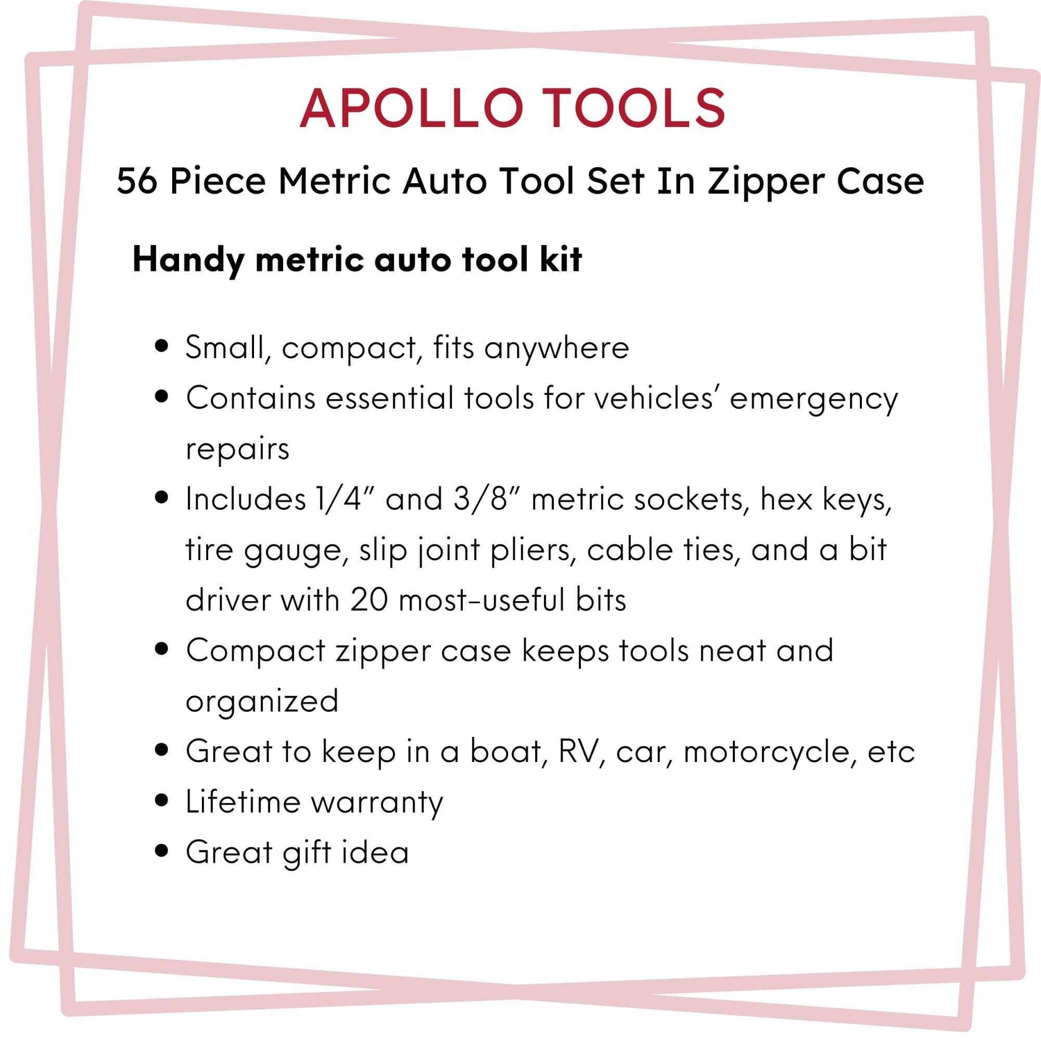 56 Piece Metric Auto Tool Set In Zipper Case - DT9775 - Prop and Piston