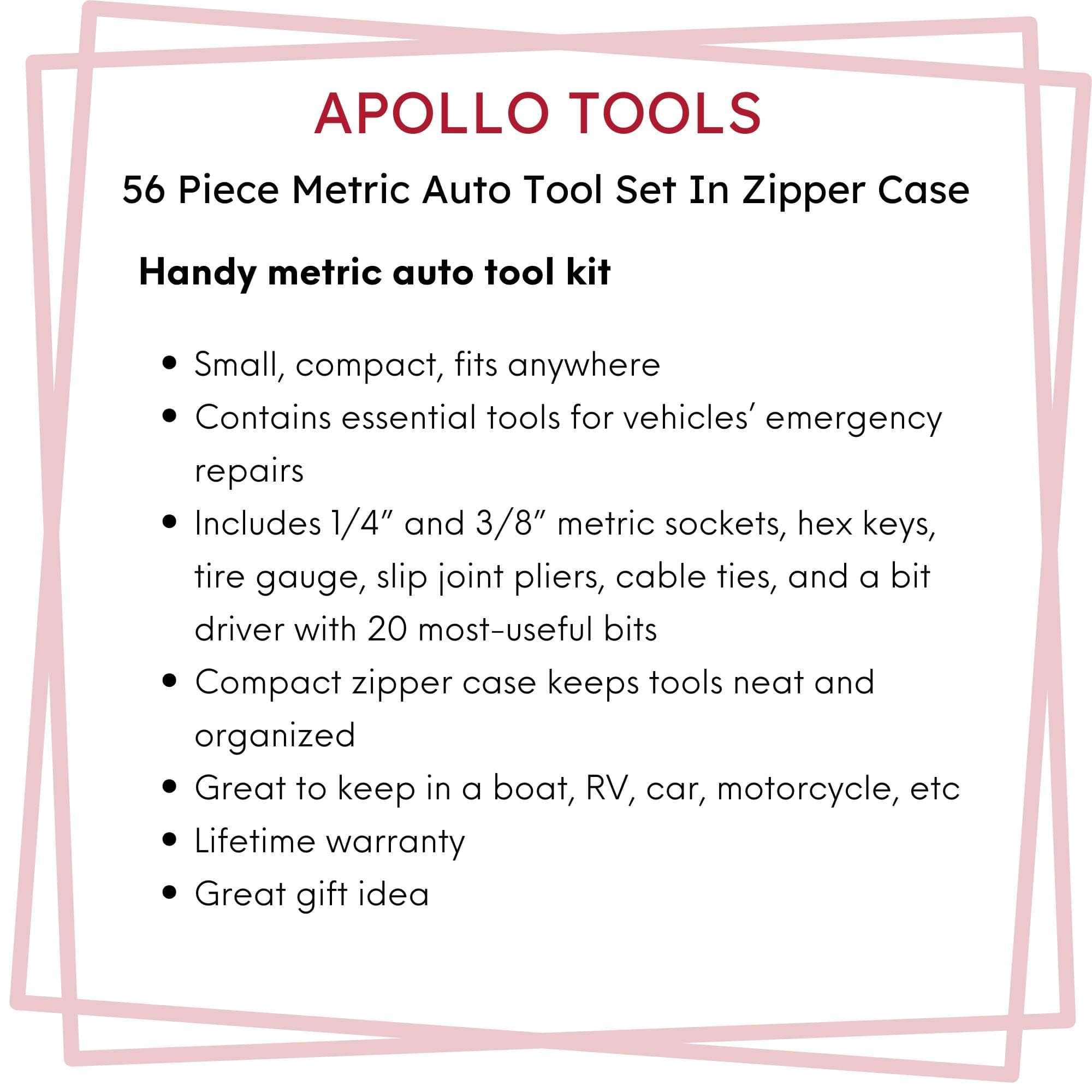 56 Piece Metric Auto Tool Set In Zipper Case - DT9775 - Prop and Piston