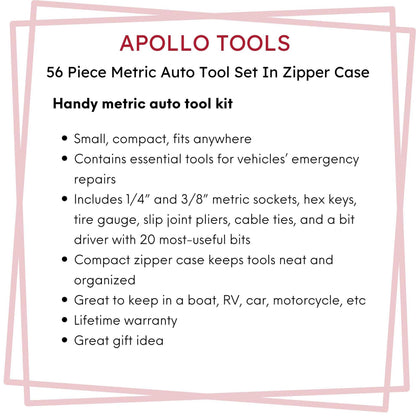 56 Piece Metric Auto Tool Set In Zipper Case - DT9775 - Prop and Piston