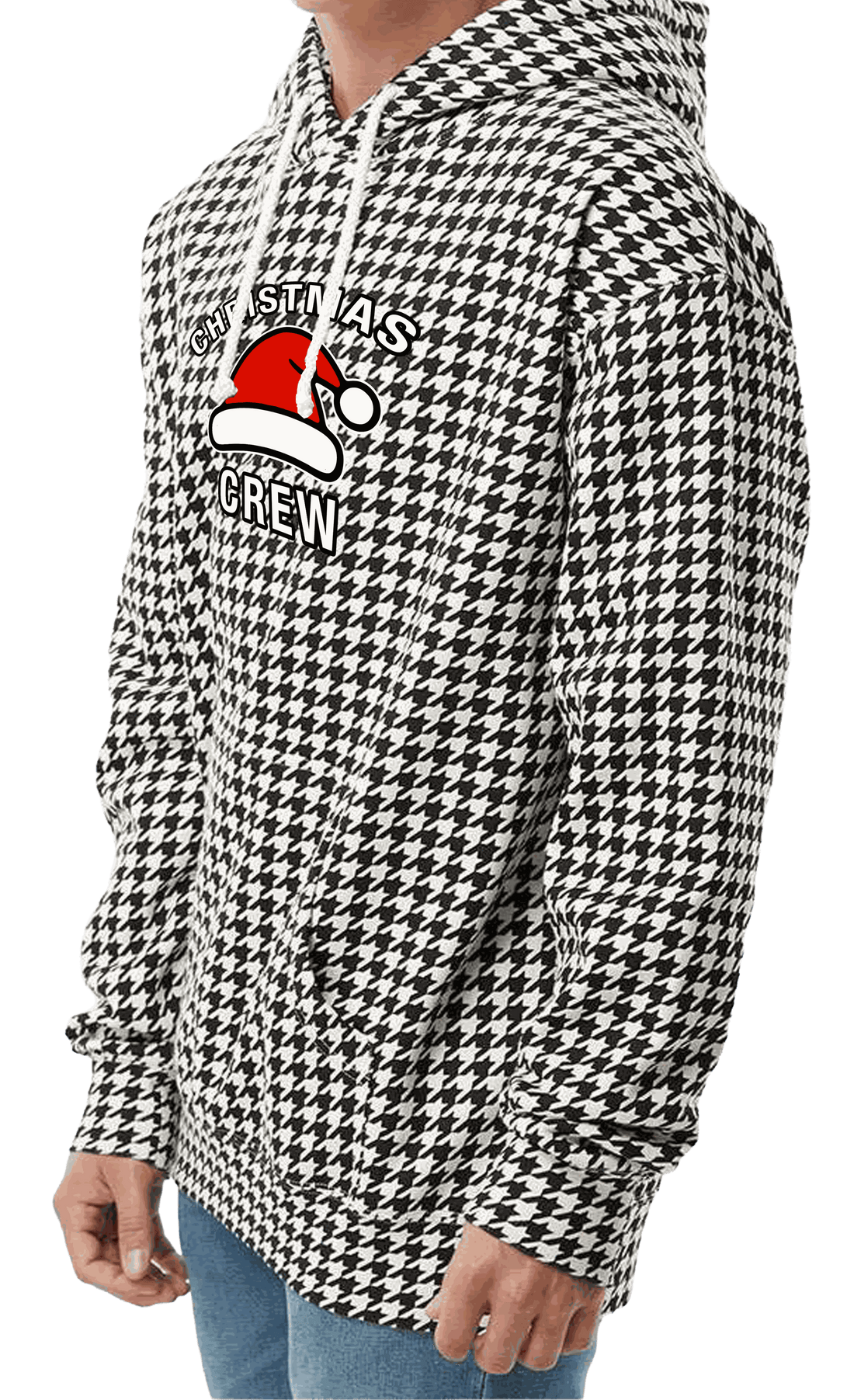 Houndstooth Hoodie with houndstooth pattern and Christmas graphic