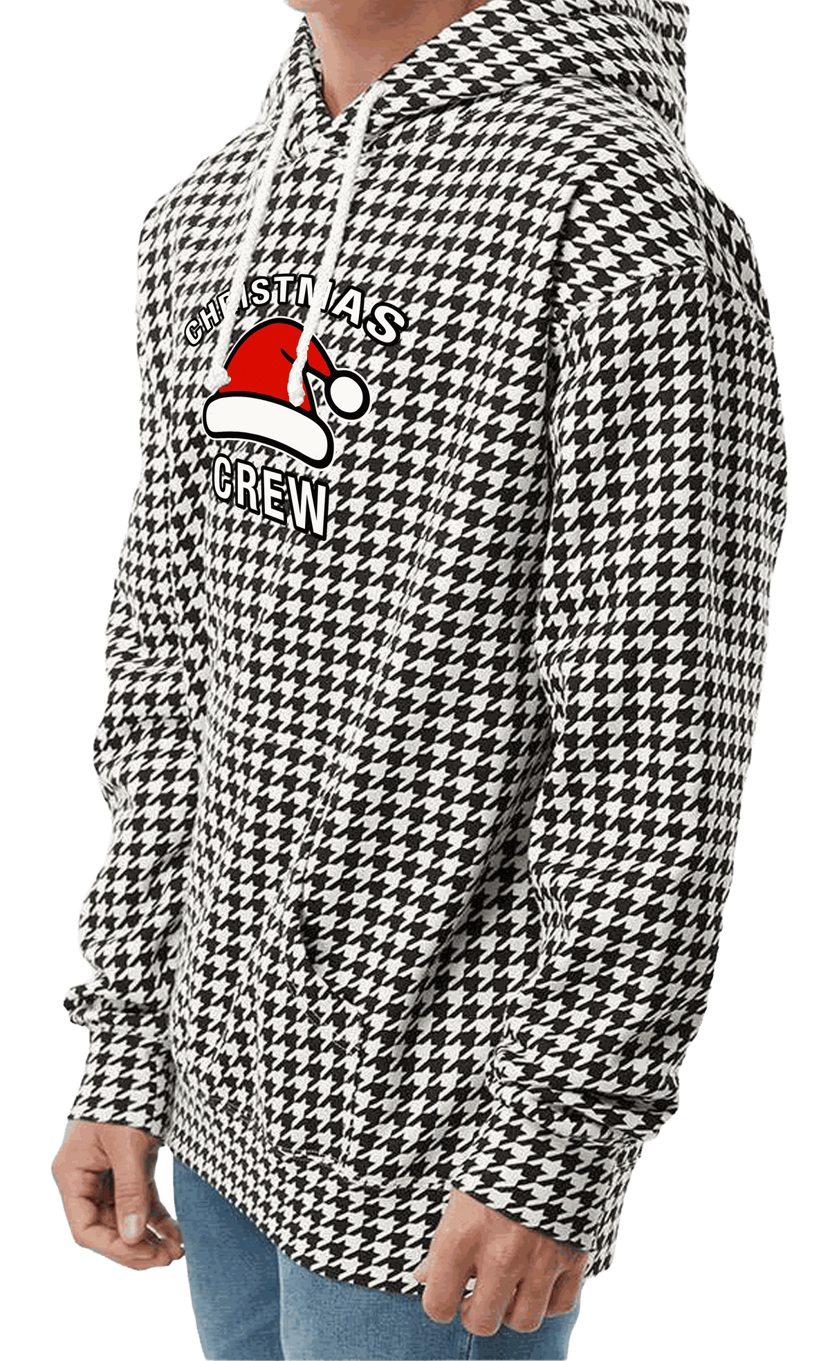 Houndstooth Hoodie with houndstooth pattern and Christmas graphic