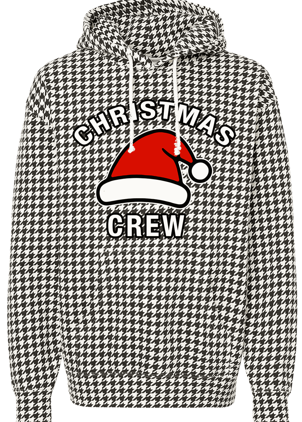 Houndstooth Hoodiewith houndstooth pattern and Christmas Crew design
