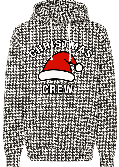 Houndstooth Hoodiewith houndstooth pattern and Christmas Crew design