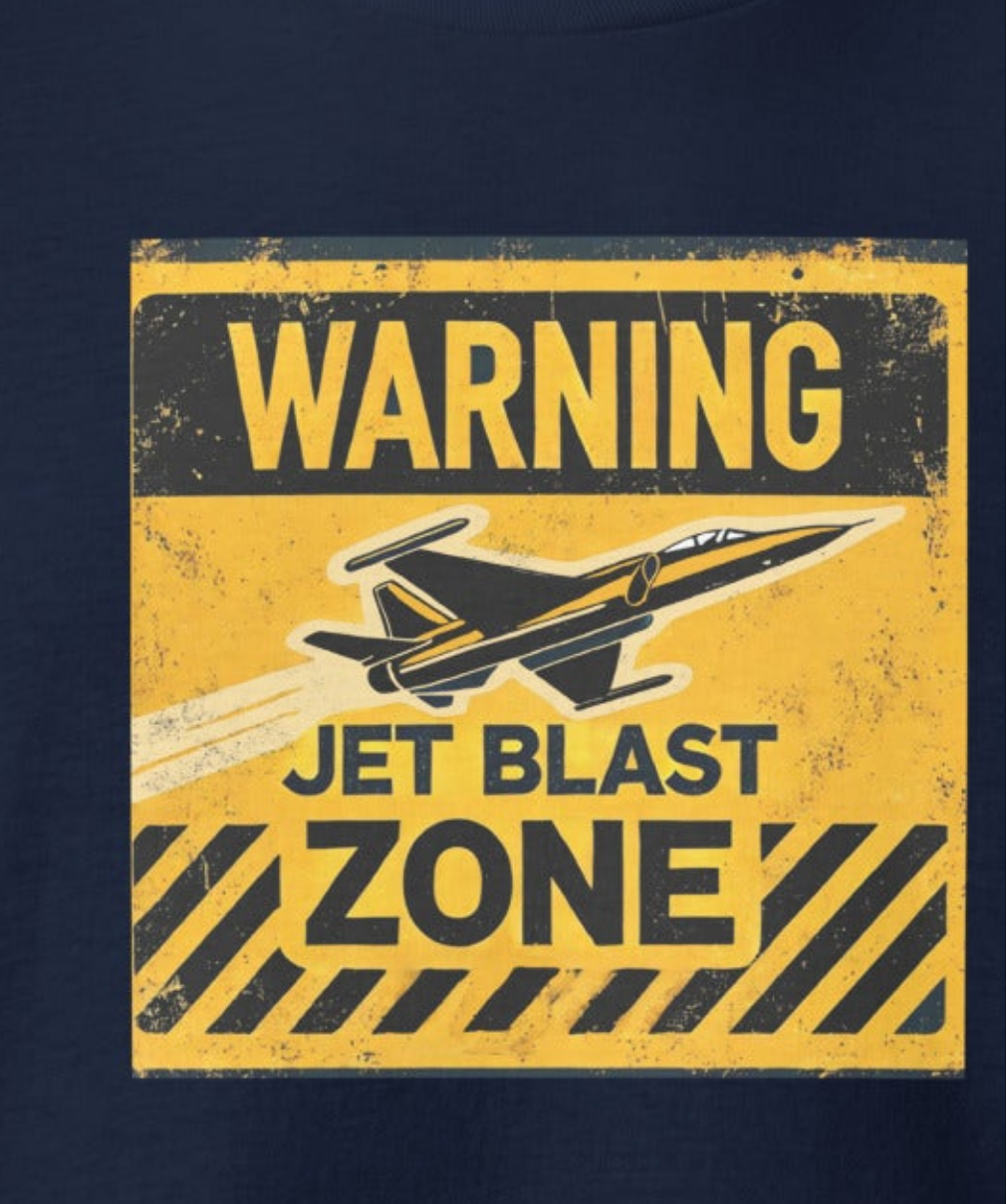 Warning Jet Blast Zone T-Shirt - Funny Aviation Lover Shirt - Pilot Gift for Him or Her - Airplane Graphic Tee - Aviation Enthusiast Gift”