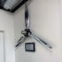 airplane propeller 3-bladed high polished McCauley aluminum metal airplane propeller wall sculpture with black hub and chrome snap rings
