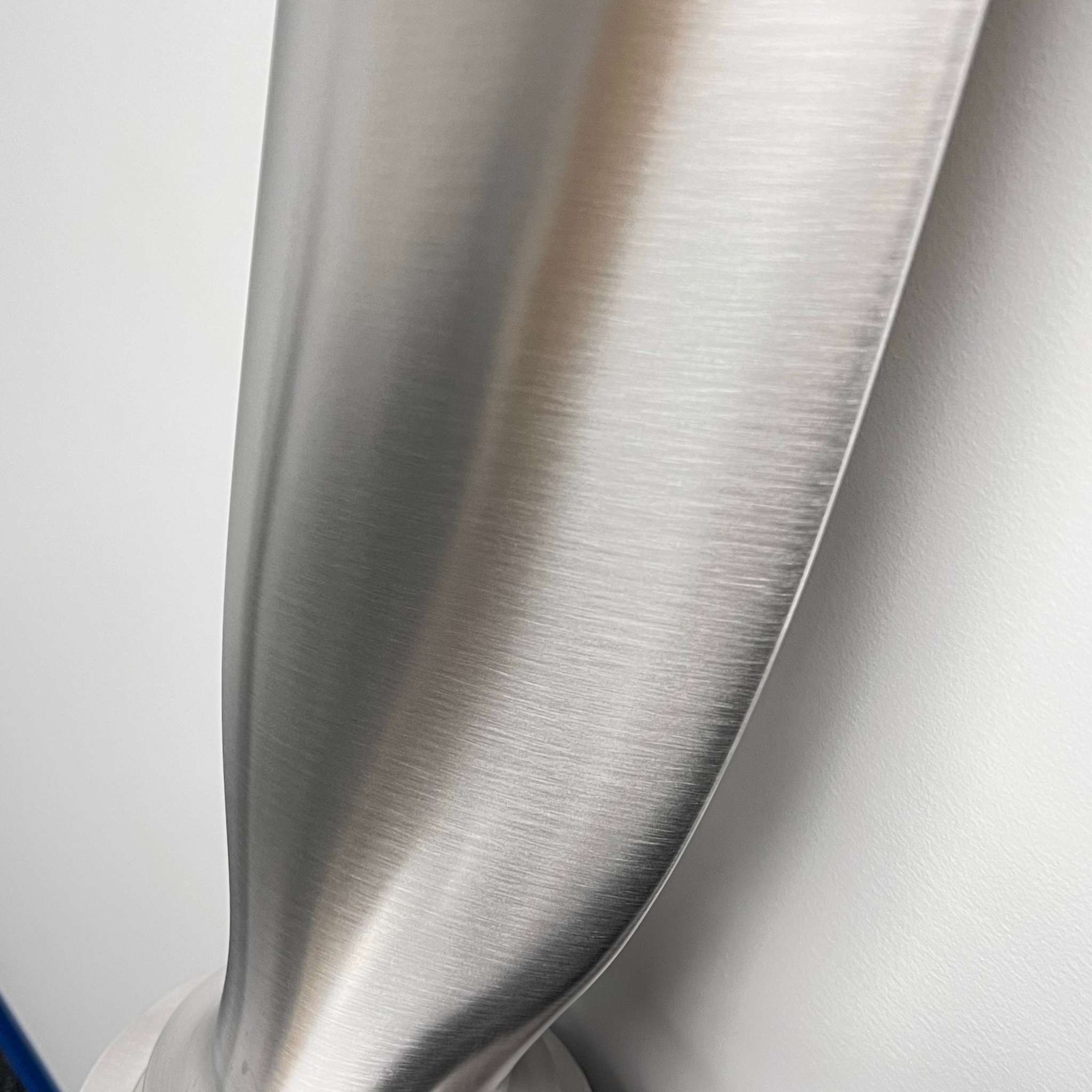 McCauley aluminum metal 2-bladed brushed aluminum airplane propeller wall display with hub and chrome cylinder