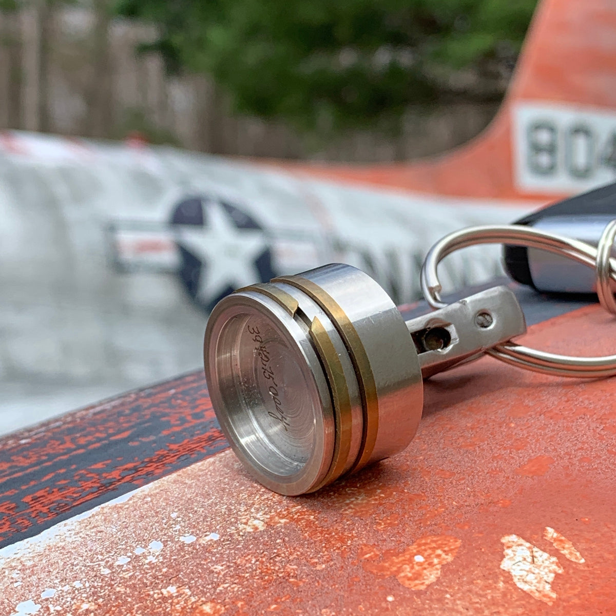 B-25 MItchell Bomber Wright R-2600 Radial Engine Stromberg Carburetor Mini Piston Keychain - Prop and Piston