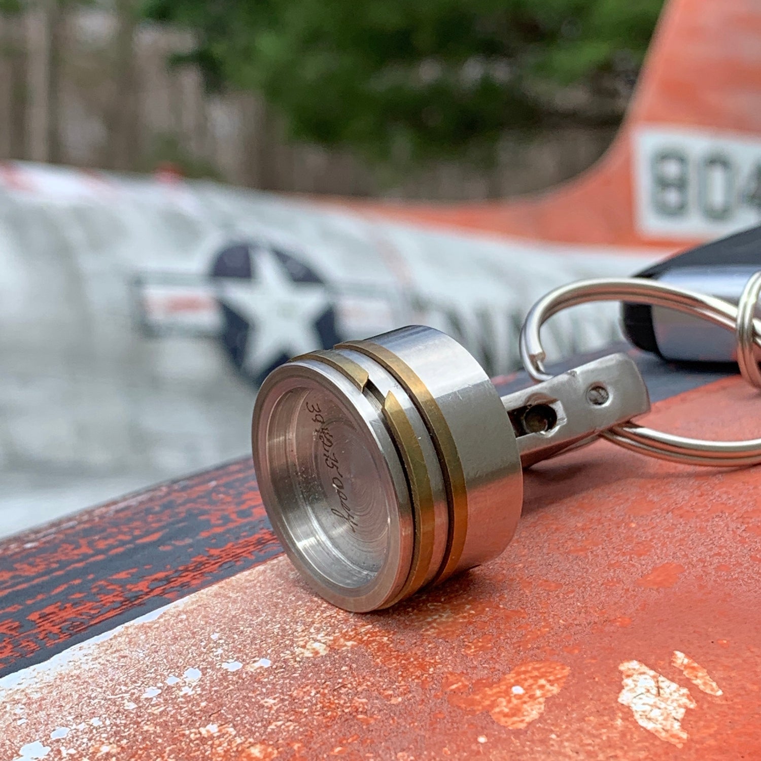 B-25 MItchell Bomber Wright R-2600 Radial Engine Stromberg Carburetor Mini Piston Keychain - Prop and Piston