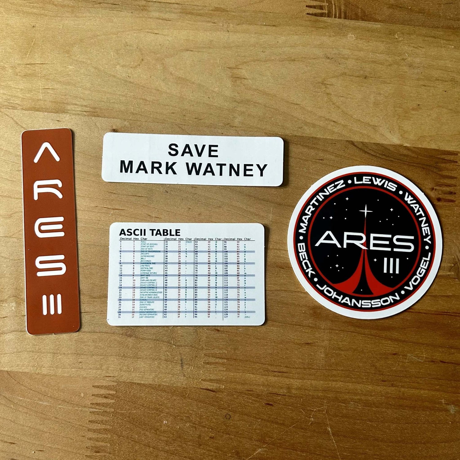 The Martian Sticker Pack featuring four glossy laminated movie-themed stickers under 4x3 inches