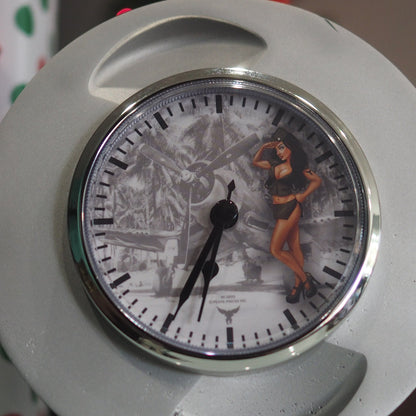 Pratt &amp; Whitney F4U Corsair Pinup Girl R-2800 WWII Double Wasp Raw Radial Engine Piston Desk Clock - Prop and Piston