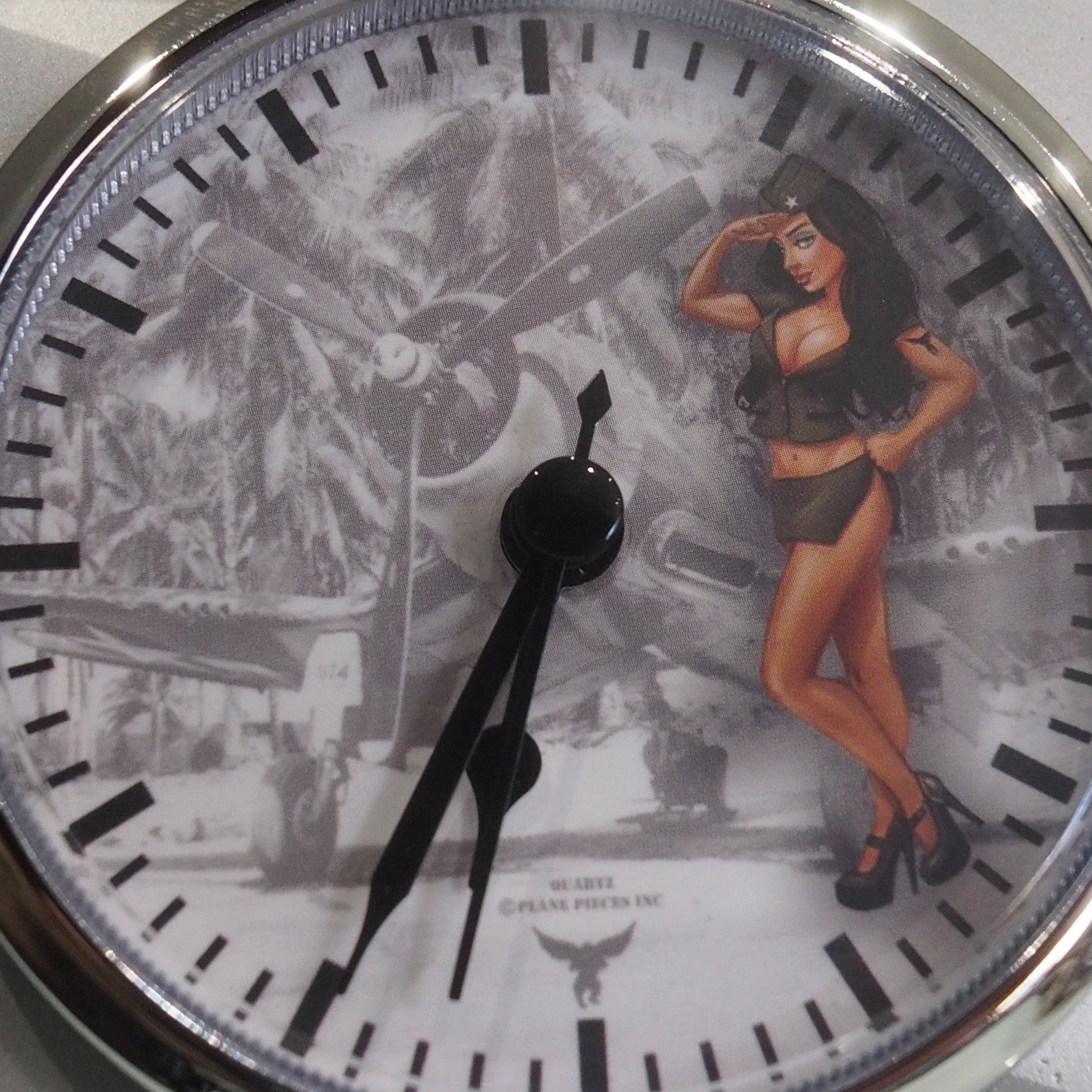 Pratt &amp; Whitney F4U Corsair Pinup Girl R-2800 WWII Double Wasp Raw Radial Engine Piston Desk Clock - Prop and Piston