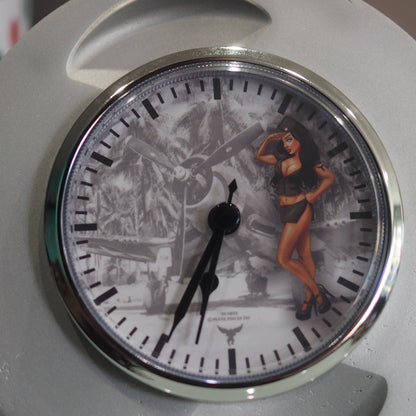 Pratt &amp; Whitney F4U Corsair Pinup Girl R-2800 WWII Double Wasp Raw Radial Engine Piston Desk Clock - Prop and Piston