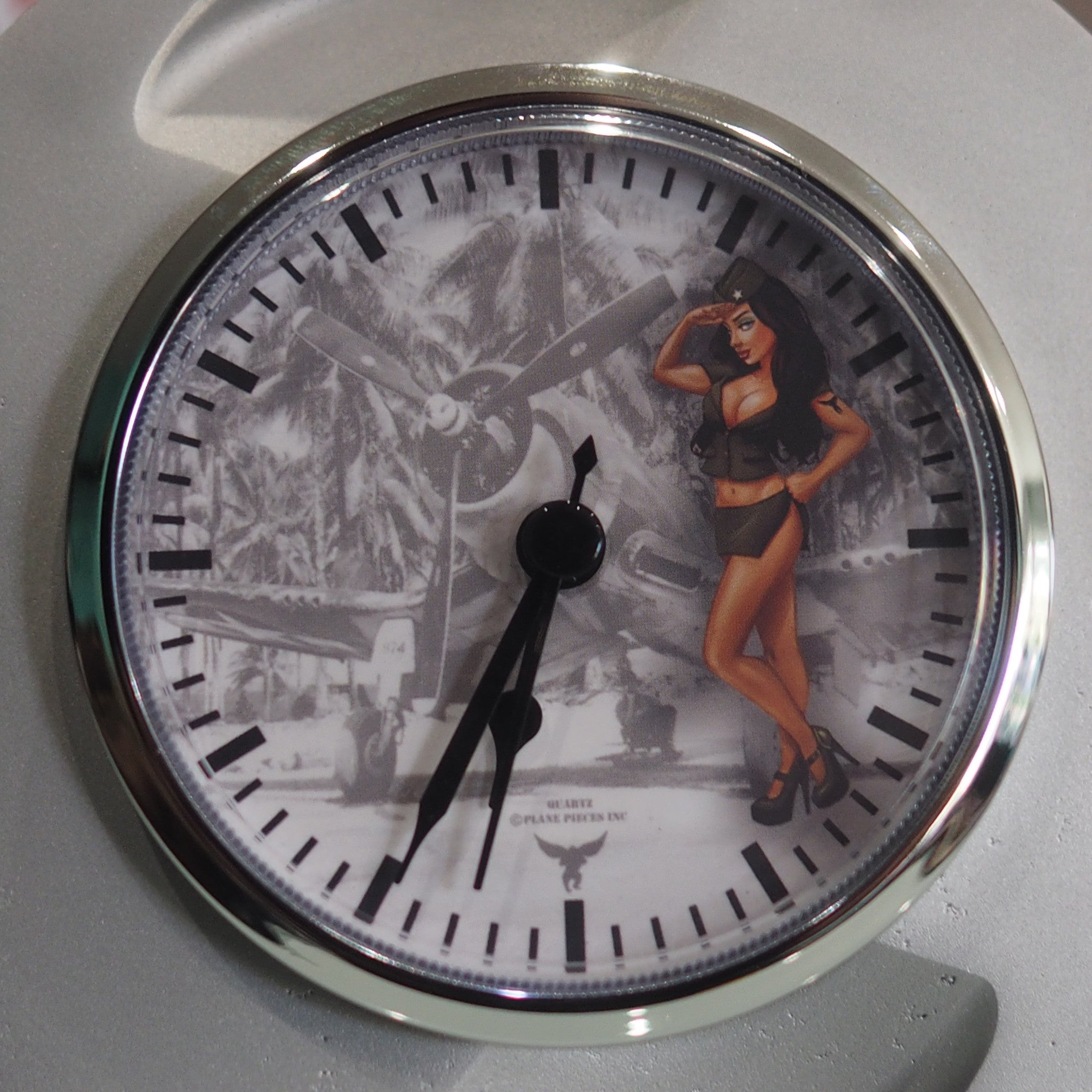 Pratt &amp; Whitney F4U Corsair Pinup Girl R-2800 WWII Double Wasp Raw Radial Engine Piston Desk Clock - Prop and Piston