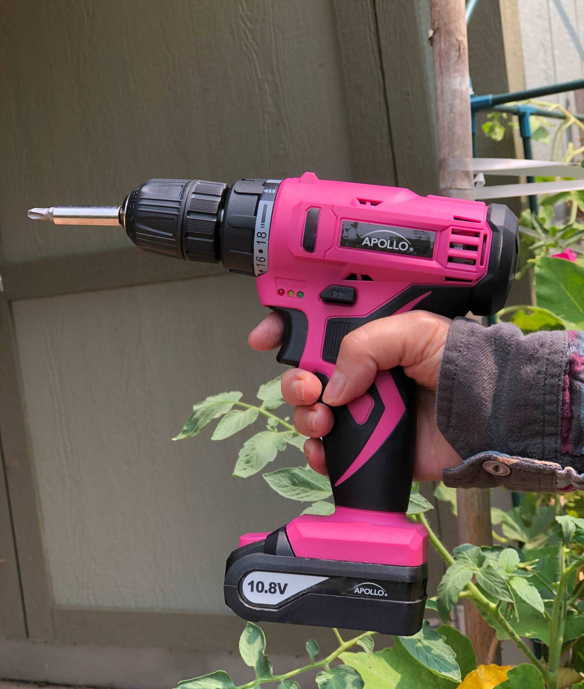 10.8 Volt Lithium-Ion cordless pink drill with 30-piece accessory set and keyless chuck