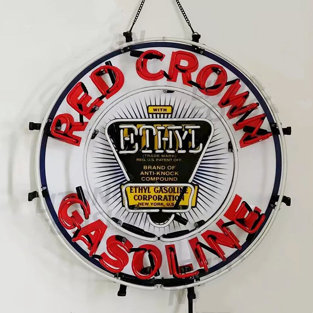 Red Crown Ethyl Gasoline Neon Signs - Prop and Piston