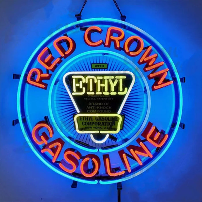 Red Crown Ethyl Gasoline Neon Signs - Prop and Piston