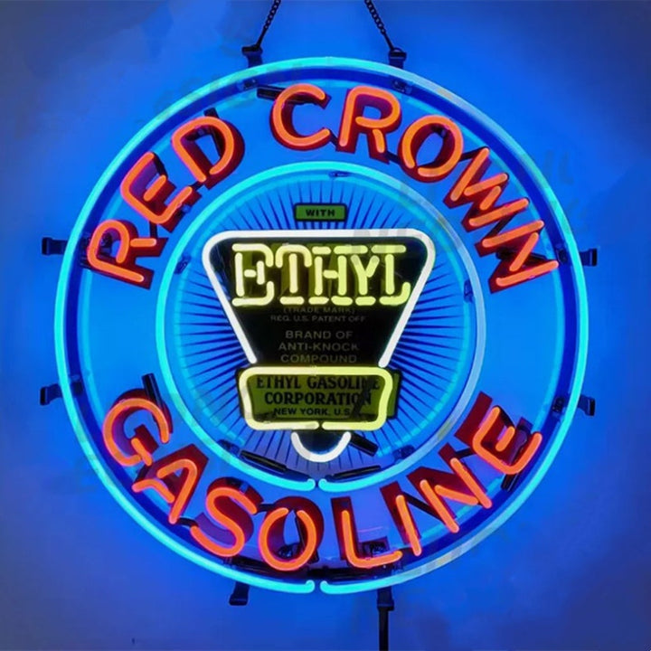 Red Crown Ethyl Gasoline Neon Signs - Prop and Piston
