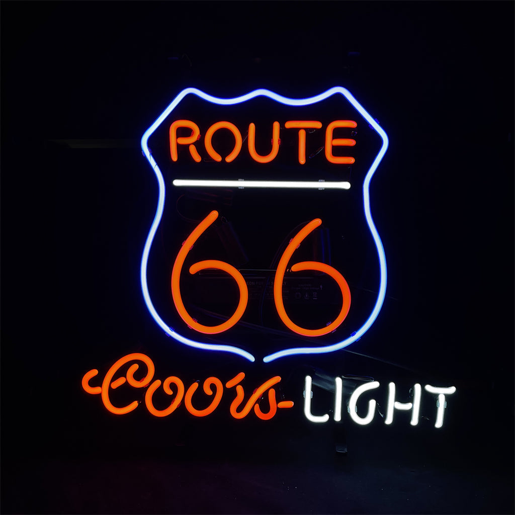 Route 66 Road Logo Coors Light Neon Signs Light - Prop and Piston
