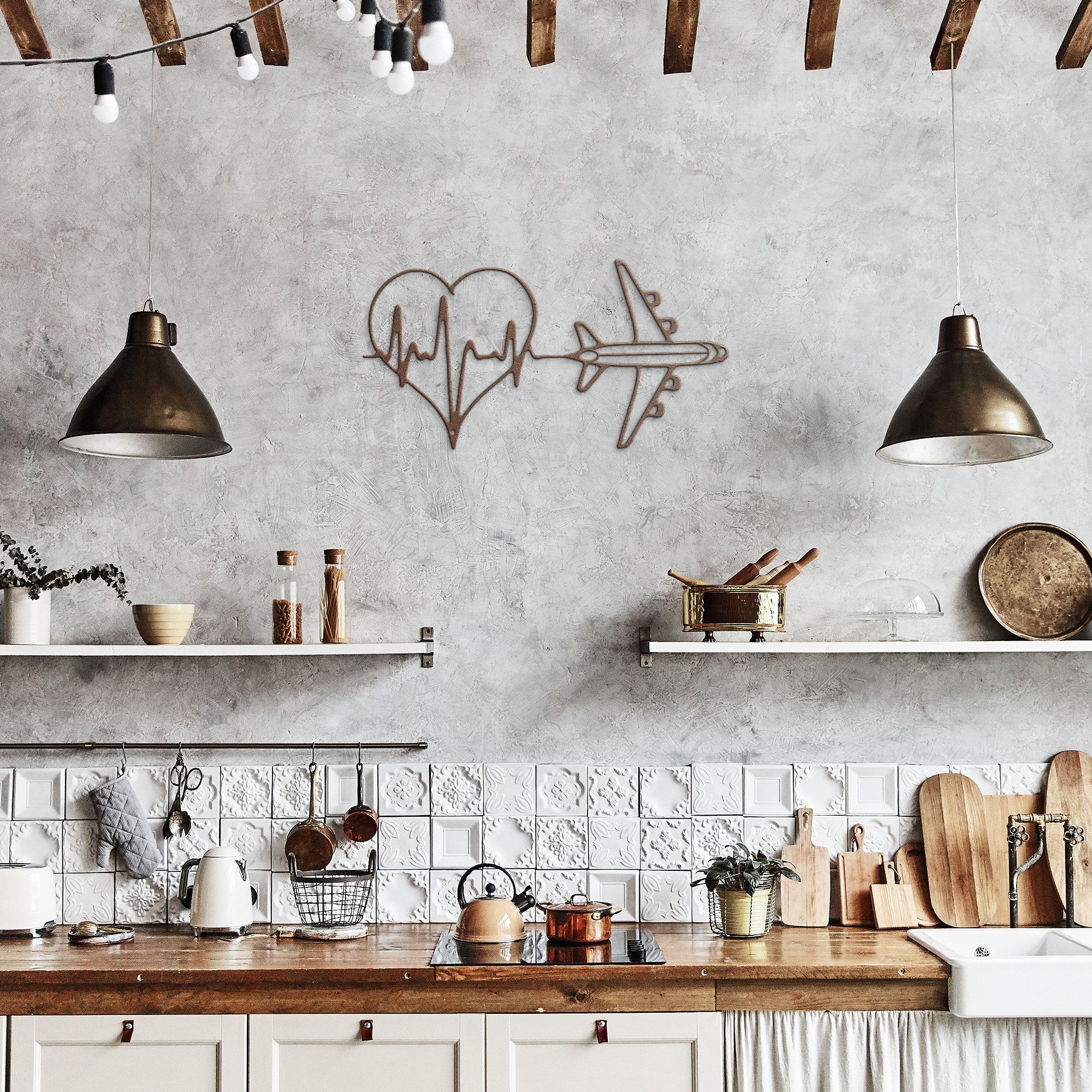 Travel Love Heartbeat Metal Wall Art – Wanderlust Decor