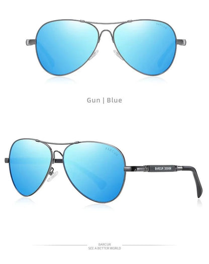 BARCUR Polarized Pilot Sunglasses for Men – Stylish Anti Blue Light UV400 Protection Gradient Mirror Lens Stainless Steel Trendy Frame – Fashion Aviator Sun Glasses for Men Ideal for Driving Travel Summer &amp; Outdoor Activities