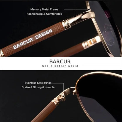 BARCUR Polarized Pilot Sunglasses for Men – Stylish Anti Blue Light UV400 Protection Gradient Mirror Lens Stainless Steel Trendy Frame – Fashion Aviator Sun Glasses for Men Ideal for Driving Travel Summer &amp; Outdoor Activities