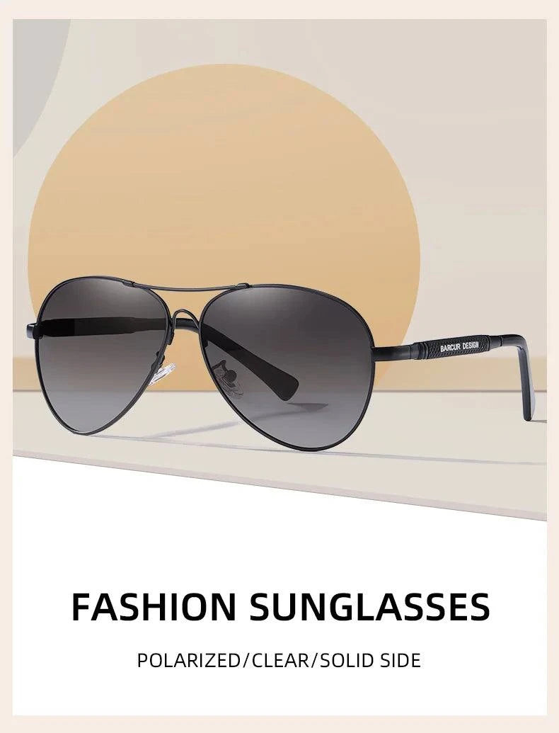 BARCUR Polarized Pilot Sunglasses for Men – Stylish Anti Blue Light UV400 Protection Gradient Mirror Lens Stainless Steel Trendy Frame – Fashion Aviator Sun Glasses for Men Ideal for Driving Travel Summer &amp; Outdoor Activities