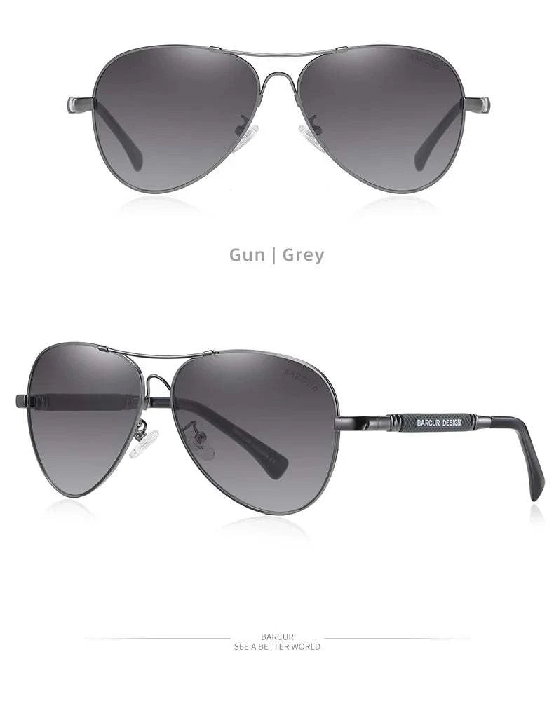 BARCUR Polarized Pilot Sunglasses for Men – Stylish Anti Blue Light UV400 Protection Gradient Mirror Lens Stainless Steel Trendy Frame – Fashion Aviator Sun Glasses for Men Ideal for Driving Travel Summer & Outdoor Activities
