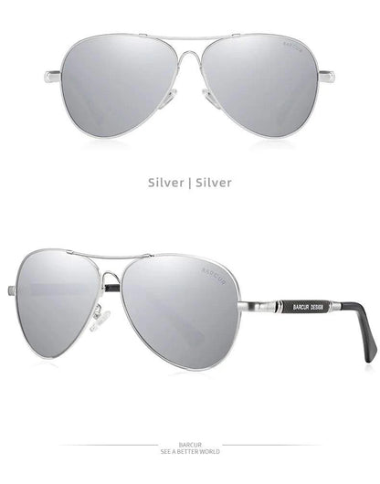 BARCUR Polarized Pilot Sunglasses for Men – Stylish Anti Blue Light UV400 Protection Gradient Mirror Lens Stainless Steel Trendy Frame – Fashion Aviator Sun Glasses for Men Ideal for Driving Travel Summer &amp; Outdoor Activities