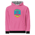Pink houndstooth motorcycle hoodie with Speed & Style Society logo and checkered hood lining