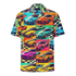 Vette Button Up summer shirt with colorful vintage car print, lightweight breathable fabric, oversized fit, and UPF50+ protection