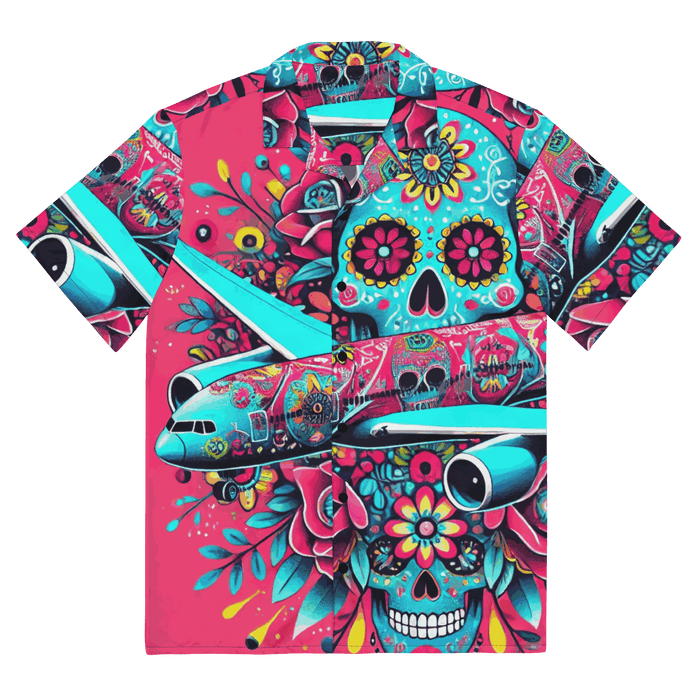 Día de Muertos Hawaiian shirt with breathable fabric and classic button-up design