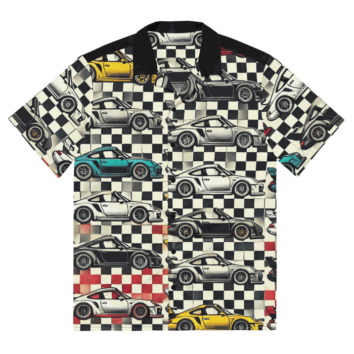Lightweight Hawaiian button-up shirt with moisture-wicking fabric and UPF50+ protection