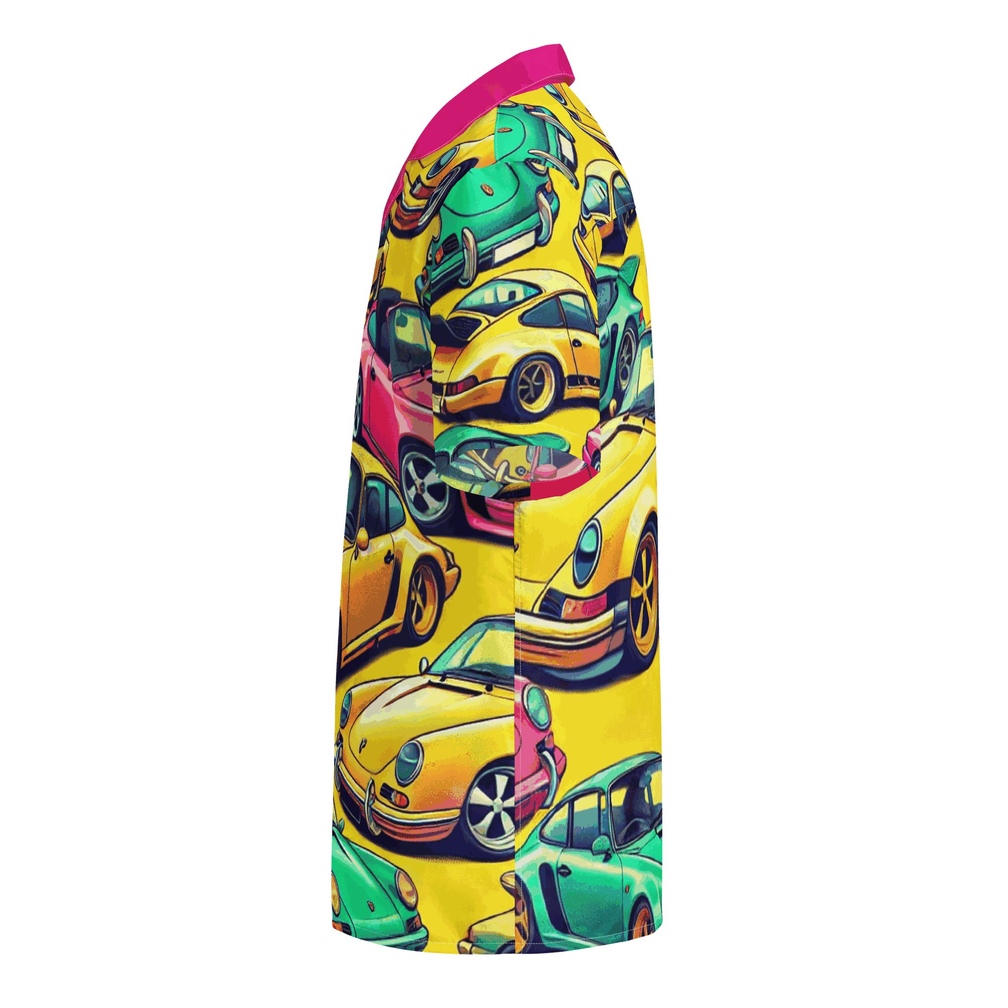 Button Up 2 vibrant oversized summer shirt with colorful car print and breathable moisture-wicking fabric