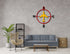 Multicolor aviation compass metal wall art sign in modern living room