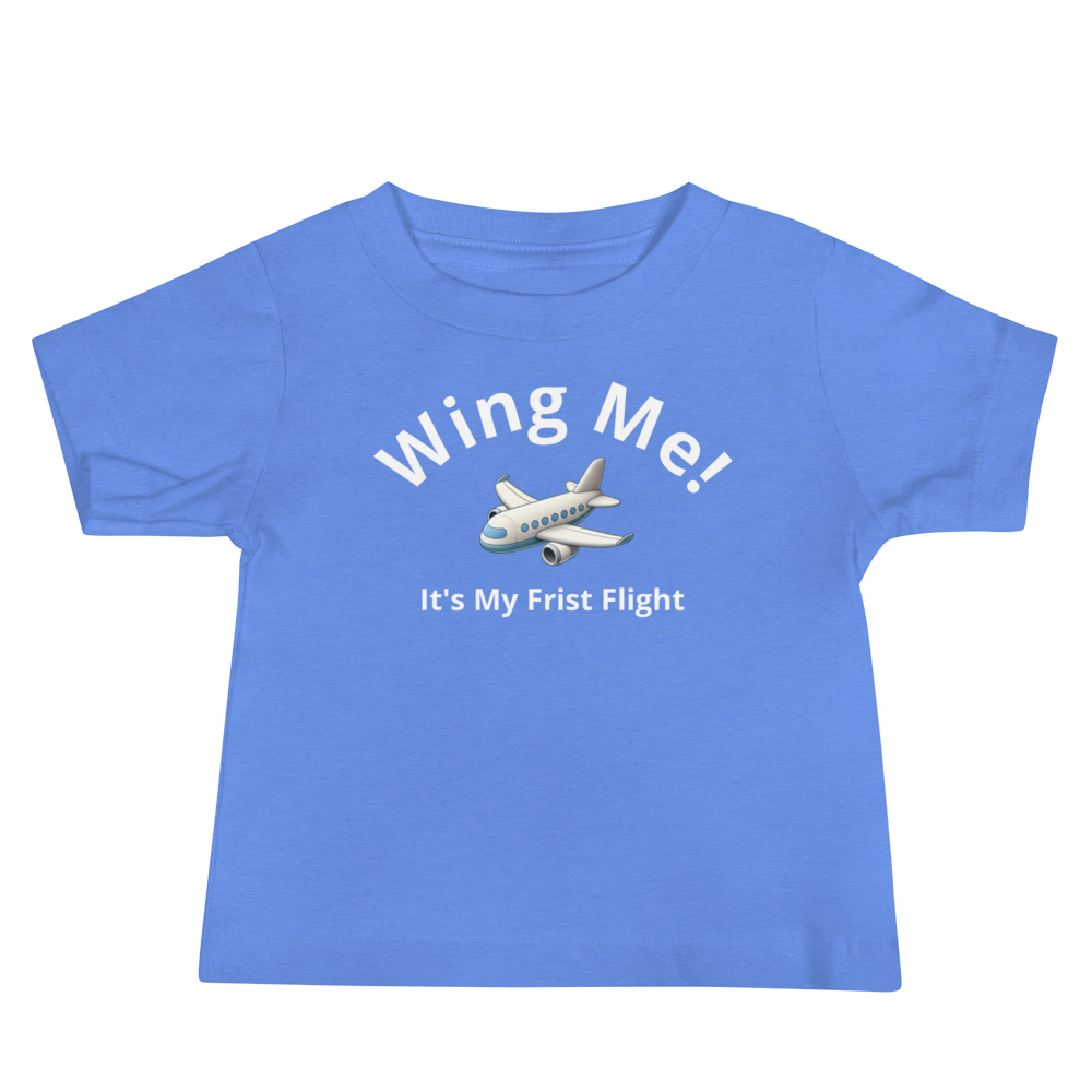 Toddler Travel T-Shirt Wing Me! baby jersey short sleeve tee in white with airplane graphic