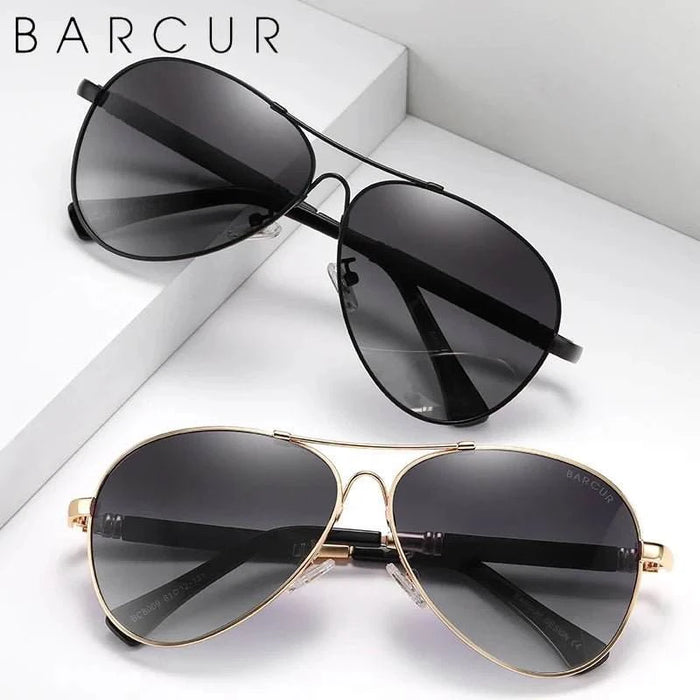 BARCUR Polarized Pilot Sunglasses for Men – Stylish Anti Blue Light UV400 Protection Gradient Mirror Lens Stainless Steel Trendy Frame – Fashion Aviator Sun Glasses for Men Ideal for Driving Travel Summer & Outdoor Activities - Prop and Piston