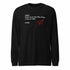 Bike Shop Unisex Long Sleeve Tee black with white text and red paper airplane graphic